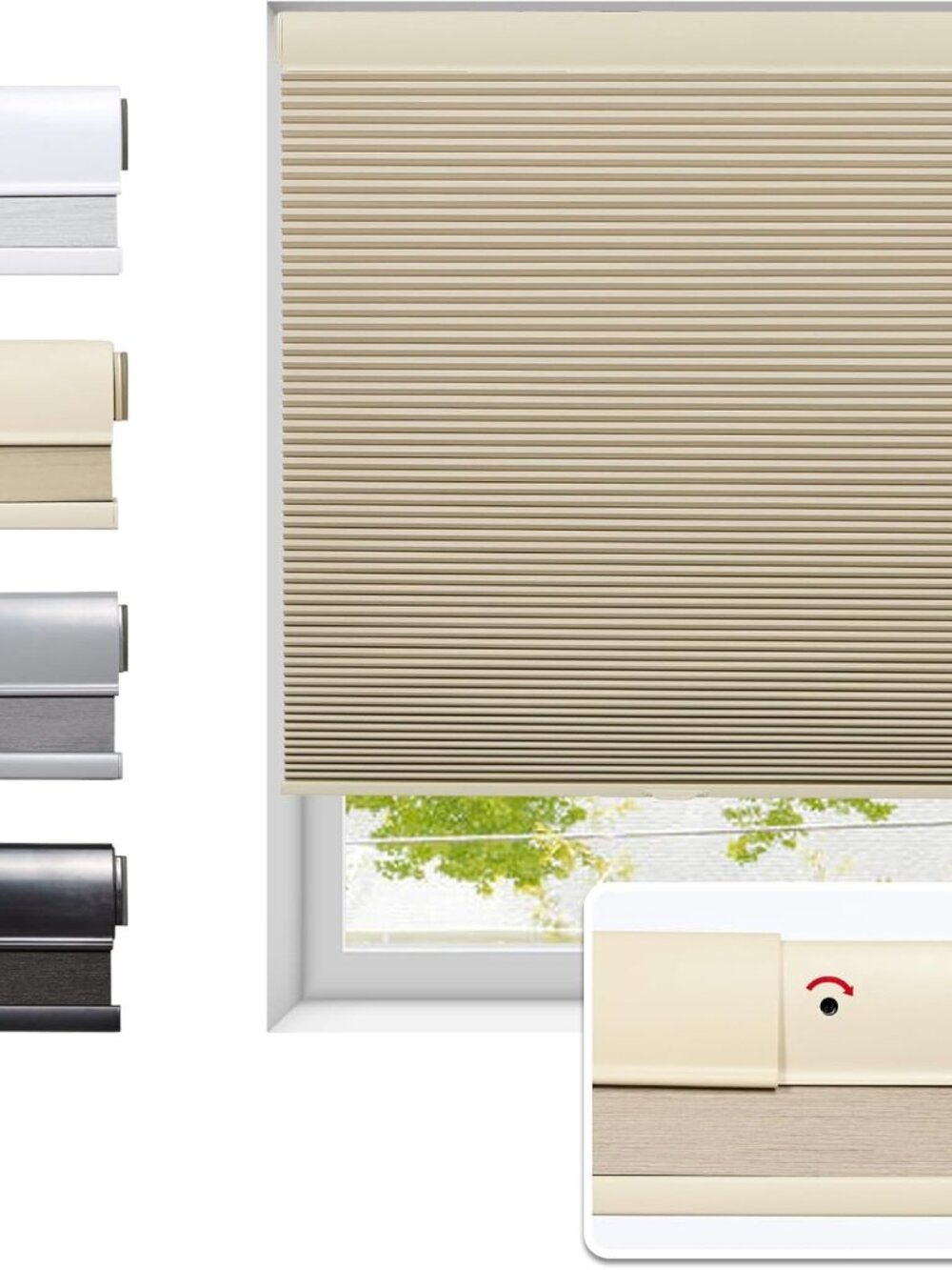 Tonature No Drill Cellular Shades for Indoor Windows, Thermal Insulating & Noise